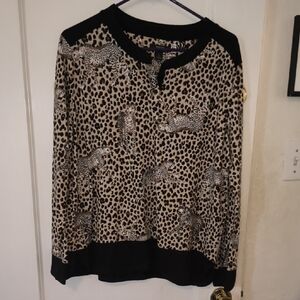 Simply Vera Vera Wang | Black and Tan Animal Print Pajama Set